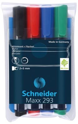 Zestaw markerów do tablic SCHNEIDER Maxx 293, 2-5mm, 4 szt., miks kolorów