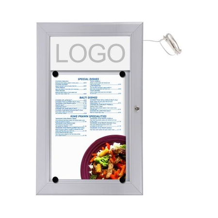 Outdoor Menu Case LED Illuminated With Logo Panel Portrait 4x A4