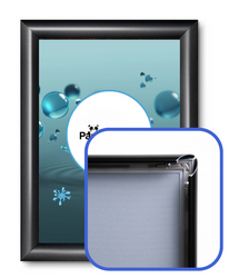 Black snap frame 25 mm, mitered corner A4