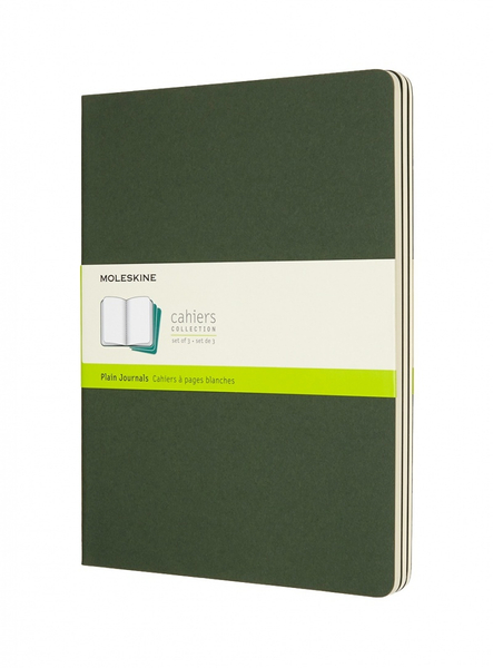 Zestaw 3 zeszytów MOLESKINE Cahier, XL, 19x25cm, gładki, 120 stron, myrtle green