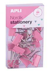 Klipy do dokumentów APLI Nordik, 19 mm, 15 szt., pudełko z zawieszką, mix kolorów pastel
