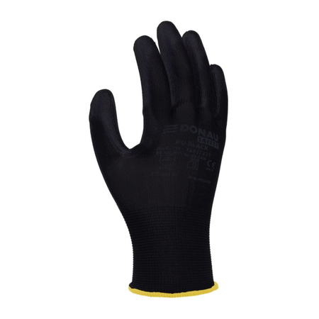 Rękawice DONAU SAFETY PU Black, kat. II, rozm. 8, czarne
