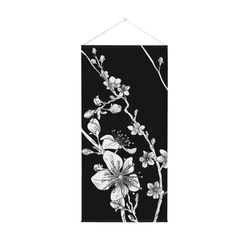 Hanging Flag Banner 58 x 120 cm Abstract Japanese Cherry Blossom Black