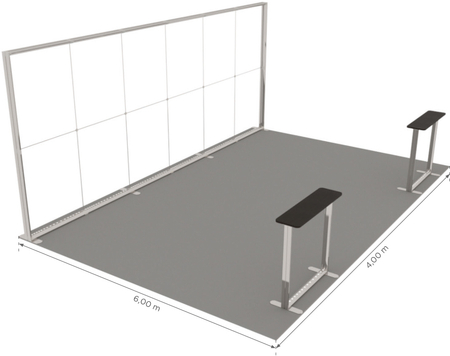 Stoisko targowe LUMIX™ 24 m² (6x4) półwysep - 2 trybunki