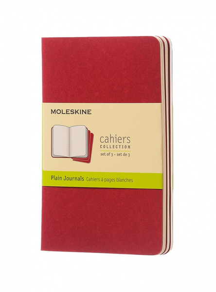 Zestaw 3 zeszytów MOLESKINE Cahier Journals, P, 9x14cm, gładki, 64 strony, cranberry red
