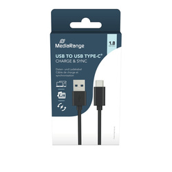 Kabel USB-C MEDIARANGE, USB 3.0, 1,8m, czarny