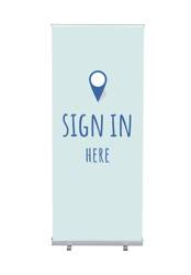 Roll-Banner Budget 85 Complete Set Sign In Here Blue English