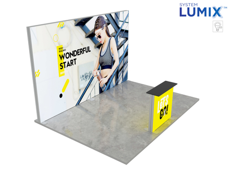 Stoisko targowe LUMIX™ 12 m² (4x3) półwysep