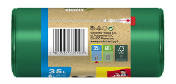Worki na śmieci JAN NIEZBĘDNY, zielony dom, easy pack, 35l, 22szt., zielone