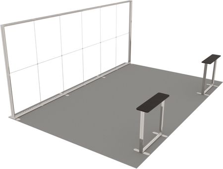 Stoisko targowe LUMIX™ 24 m² (6x4) półwysep - 2 trybunki