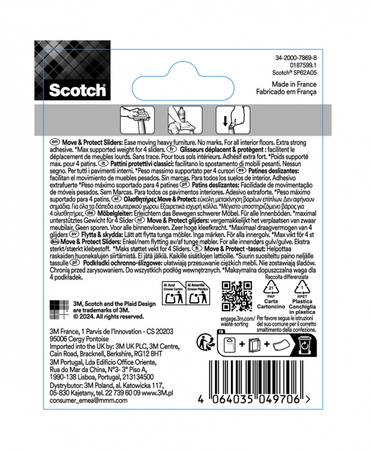 Samoprzylepne podkładki ochronno-ślizgowe SCOTCH, okrągłe, 19mm, 8 szt., szare
