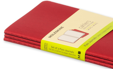 Zestaw 3 zeszytów MOLESKINE Cahier Journals, P, 9x14cm, gładki, 64 strony, cranberry red