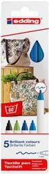 Pisak tekstylny e-4600/5 S EDDING, 1mm, 5 szt., pudełko, cool colours