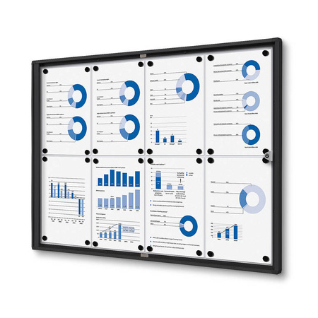 Indoor Lockable Showcase Economy Black 8x A4