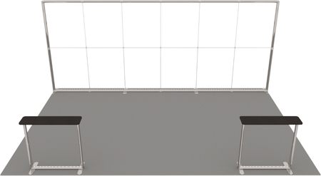 Stoisko targowe LUMIX™ 24 m² (6x4) półwysep - 2 trybunki