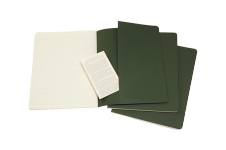 Zestaw 3 zeszytów MOLESKINE Cahier, XL, 19x25cm, w linie, 120 stron, myrtle green