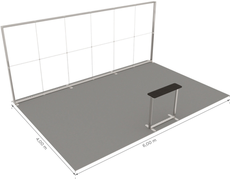 Stoisko targowe LUMIX™ 24 m² (6x4) półwysep - 1 trybunka