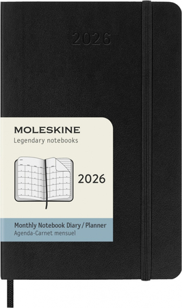 Kalendarz miesięczny MOLESKINE 2026, 12M, P, miękka oprawa, 9x14cm, czarny