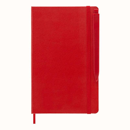Zestaw notes MOLESKINE Classic L w linie + długopis Go Pen, scarlet red, czerwony