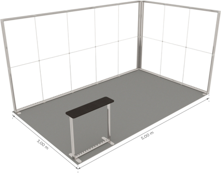 Stoisko targowe LUMIX™ 15 m² (5x3) narożne