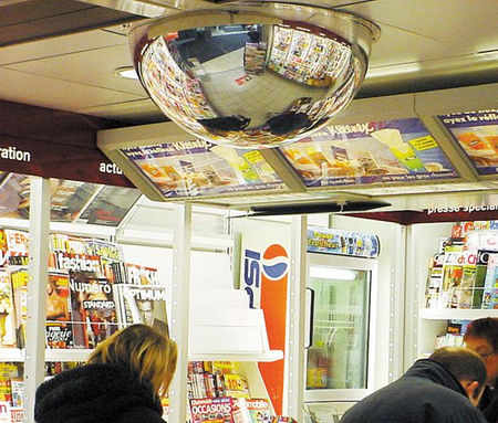 Lustro kontrolne sufitowe do kontroli sklepów 1/2 kuli (Ø 450 mm 360°) PMMA