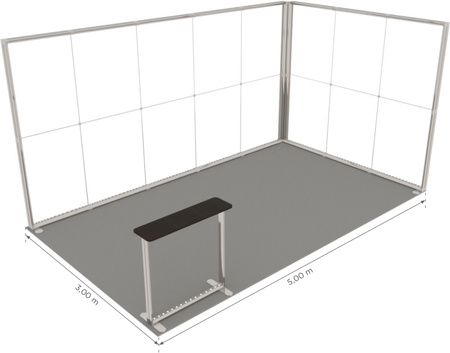 Stoisko targowe LUMIX™ 15 m² (5x3) narożne