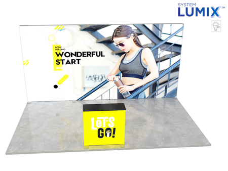 Stoisko targowe LUMIX™ 24 m² (6x4) półwysep - 1 trybunka
