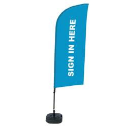 Beach Flag Alu Wind Complete Set Sign In Here Blue English