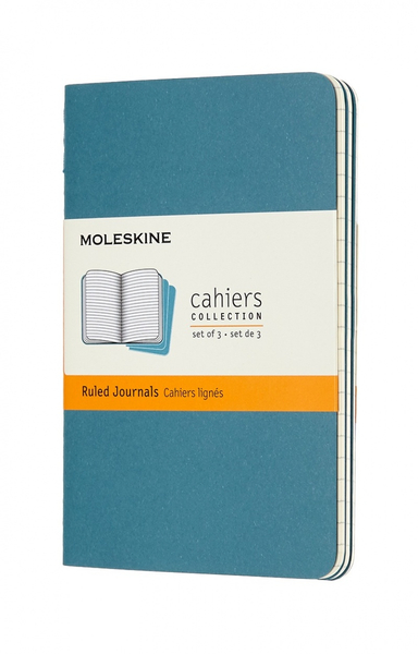 Zestaw 3 zeszytów MOLESKINE Cahier Journals, P, 9x14cm, w linie, 64 strony, brisk blue