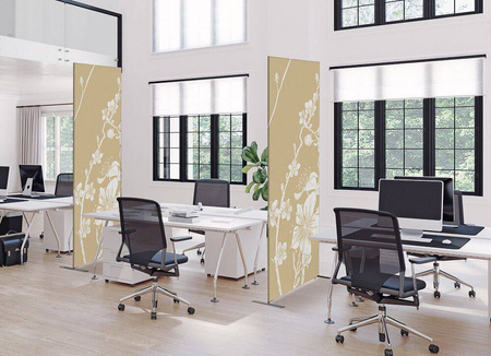 Textile Room Divider Deco 85-200 Double Abstract Japanese Cherry Blossom Black