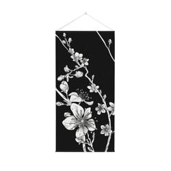 Wall Hanging Tapestry 58 x 200 cm Abstract Japanese Cherry Blossom Black