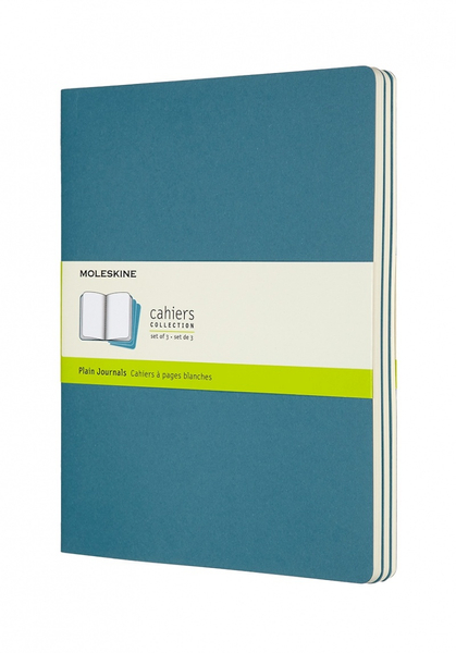 Zestaw 3 zeszytów MOLESKINE Cahier Journals, XL, 19x25cm, gładki, 120 stron, brisk blue