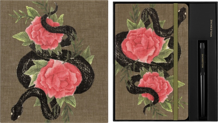 Zestaw KAWECO X MOLESKINE 2025, notes Snake Roses, L, 13x21cm, w linie + długopis, w pudełku