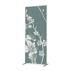 Textile Room Divider Deco 85-200 Double Abstract Japanese Cherry Blossom Green