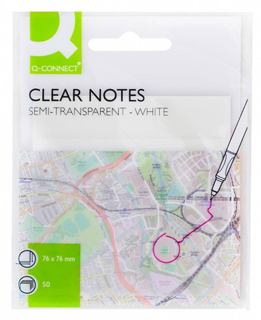 Bloczek samoprzylepny Q-CONNECT, półprzezroczysty, 76x76mm, 50k., biały