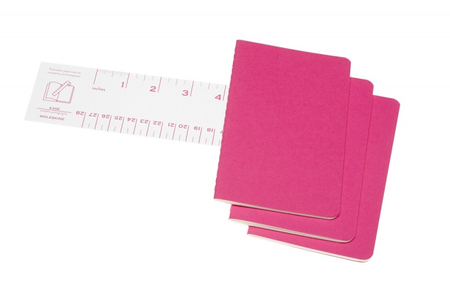 Zestaw 3 zeszytów MOLESKINE Cahier Journals, P, 9x14cm, w linie, 64 strony, kinetic pink