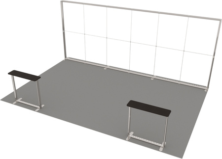 Stoisko targowe LUMIX™ 24 m² (6x4) półwysep - 2 trybunki