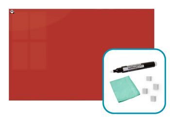Magnetic glass board 45x45 cm RED