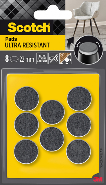 Ultra odporne podkładki filcowe SCOTCH, okrągłe, 22mm, 8 szt., czarno-białe