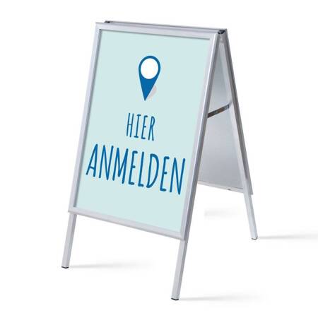 A-board A1 Complete Set Sign In Here Blue German