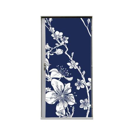 Door Wrap 80 cm Japanese Cherry Blossom Blue